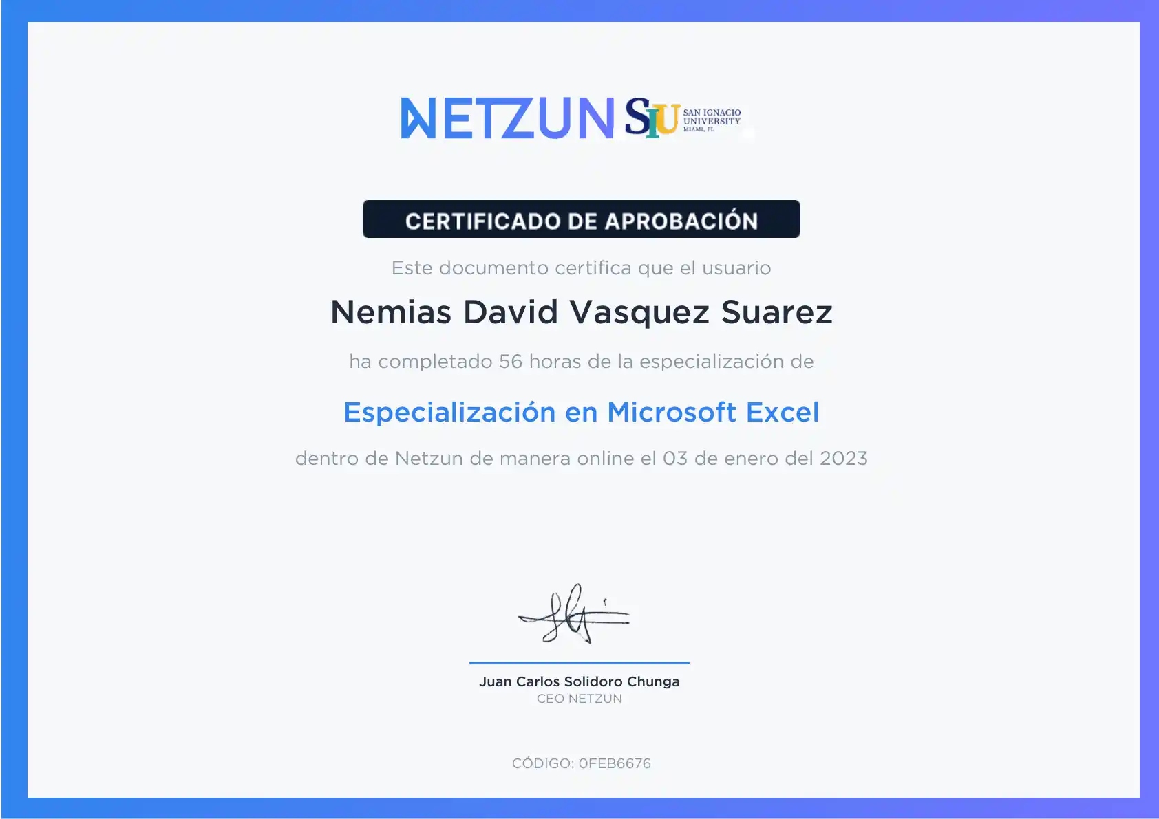 Especialización en Microsoft Excel